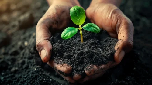 Hands Nurturing Plant